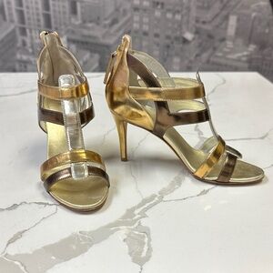 Giuseppe Zanotti Cruel Summer Gladiator Sandals Gold Silver Strappy Heels EU 37